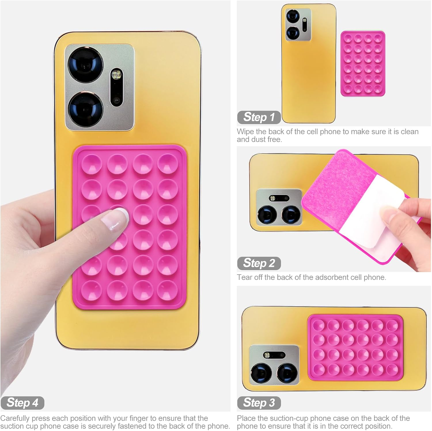 6PCS Silicone Suction Phone Case Adhesive Mount,Suction Cup Phone Mount,Hands Free Strong Grip Holder for Selfies and Videos,Non Slip Sticky Phone Grip,Mirror Shower Mobile Holder (6 Colors-1)