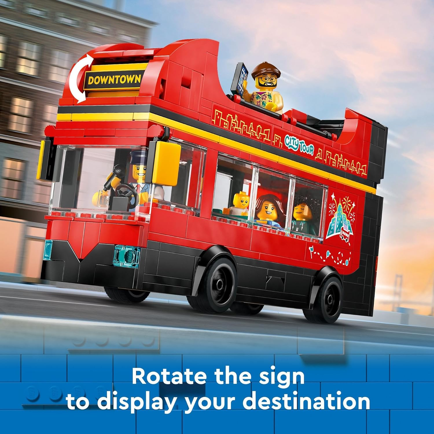 LEGO City Red Double-Decker Sightseeing Bus Toy for 7+ Year Old Boys & Girls, Creative Vehicle Building Set with 5 Minifigures, Kids' Construction Toys, Birthday Treat 60407 image number 5