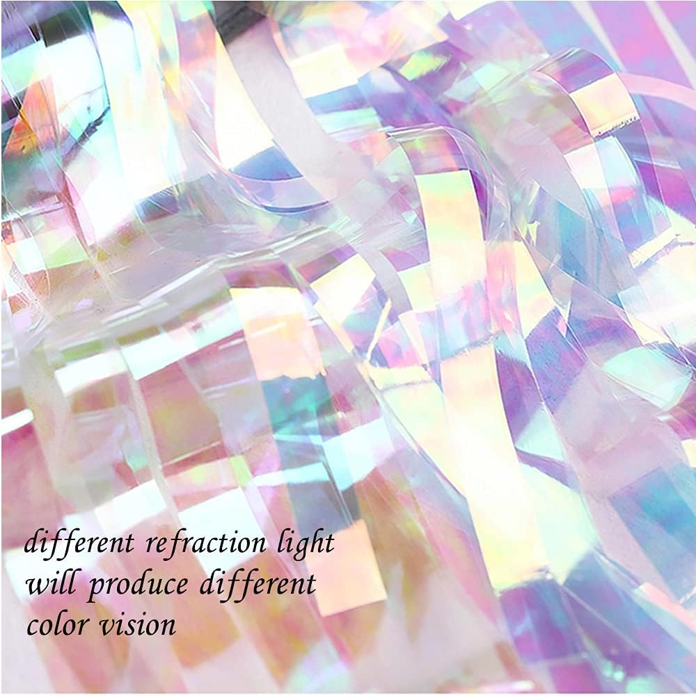 CHANGAR 5 Colours Gradient Aurora Glass Paper Nail Stickers Reflective Mirror Design Broken Glass Strip Line Paper Nail Decals DIY Nail Art Decoration (5 Boxes) image number 5