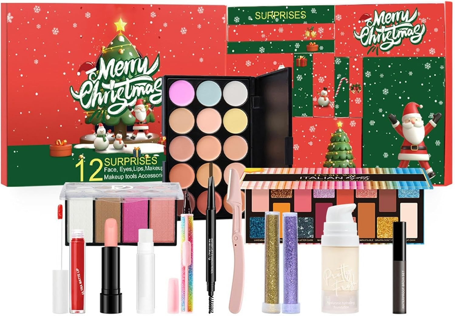 Makeup Set Advent Calendar 2024 for Women, Advent Calendar Beauty, Makeup Set Advent Calendars, 24 Days Christmas Countdown Calendar (2-B)