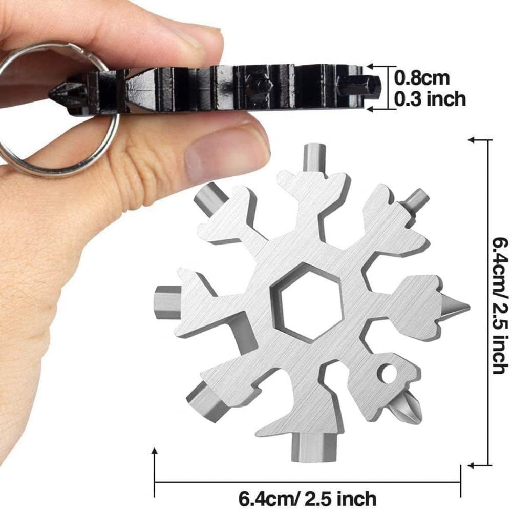 18-In-1 Snowflake Multitool, Snowflake Screwdriver Tactical Tool for Bottle Opener/Outdoor EDC Tools, Mens Valentines Gifts,Cool Camping Gadgets Tools for Men,Birthday Gifts for Men,Dad,Husband -Black - Color image number 2