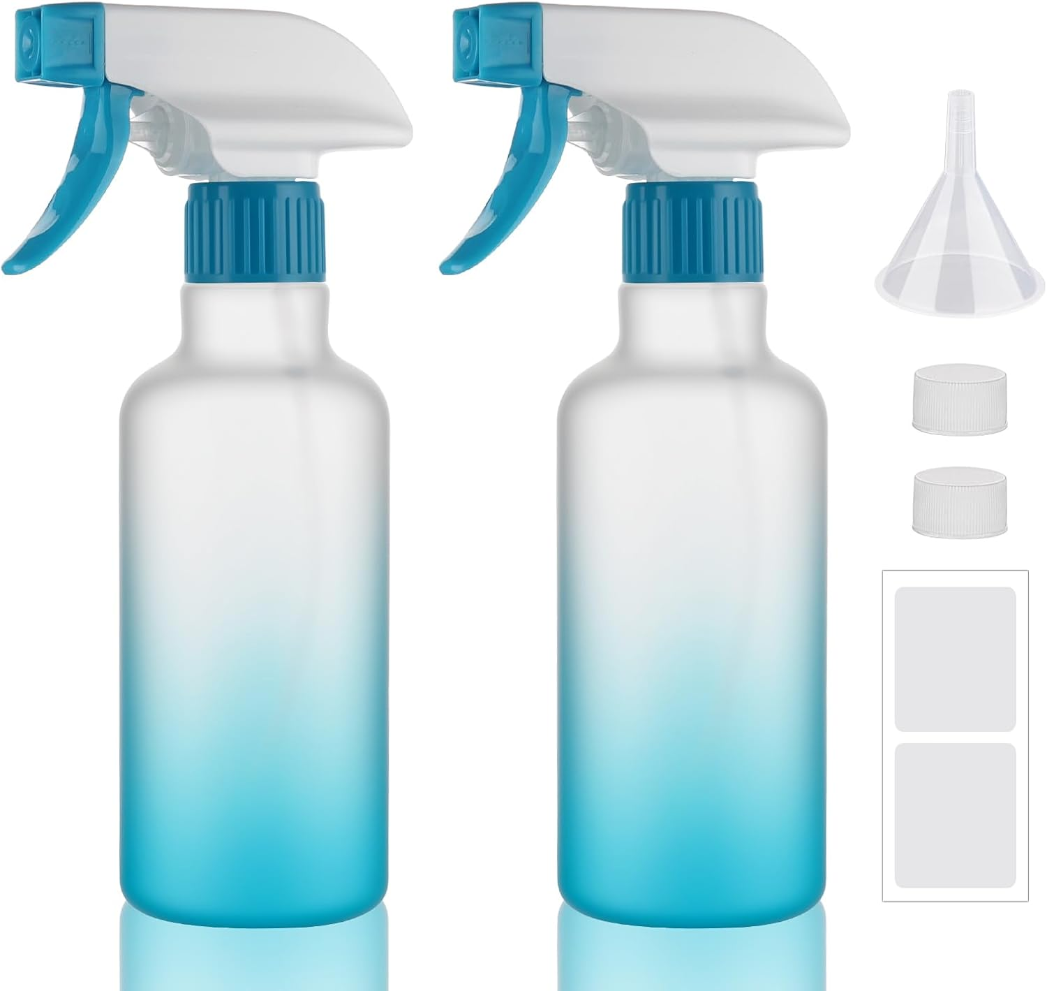 Hethyo Plastic Spray Bottles 12Oz 2 Pack Adjustable Mist/Stream Spraying Heavy Duty Square Water Spray Bottles for Hair, Cleaning Solutions, Plants，Essential Oils (Clear)