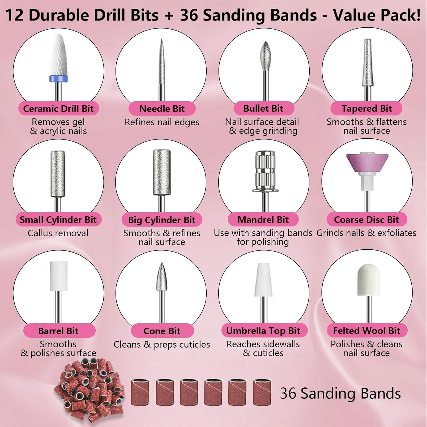 Oolong Rechargeable Cordless Nail Drill 35000RPM Professional, Electric Nail File Kit with LCD Screen & Twist Lock - Salon Quality for Acrylic Nails, Manicure Pedicure image number 4