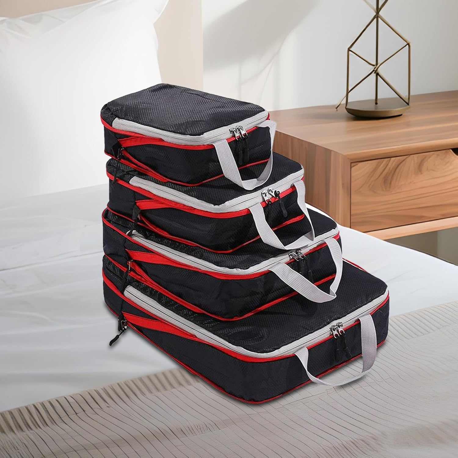 Erconsso Travel Cubes for Packing | Compression Bags for Travel | Space Saving Luggage Organizer Bags for College Backpacking Business Trip Cruise Moving House Dorm Camping image number 4