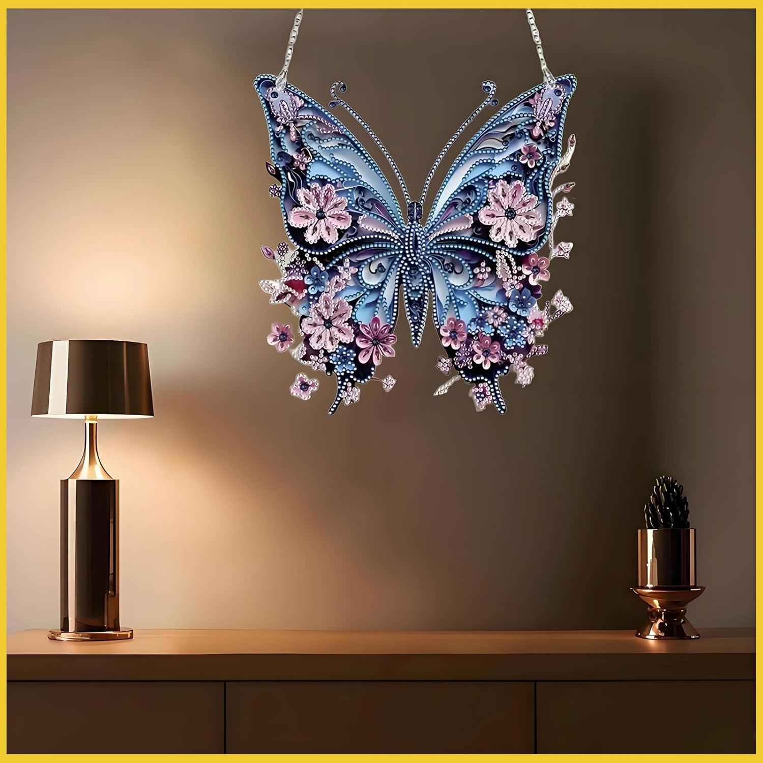 MYTOAU Hanging Diamonds Painting Pendant Kit,Diamond Art Kit,Diamond Art Kits for Adults, 9.25X9.27Inch DIY Animal Gem Painting Board Art Kit Ornament, Special Crystal Diamond(Butterfly) image number 5