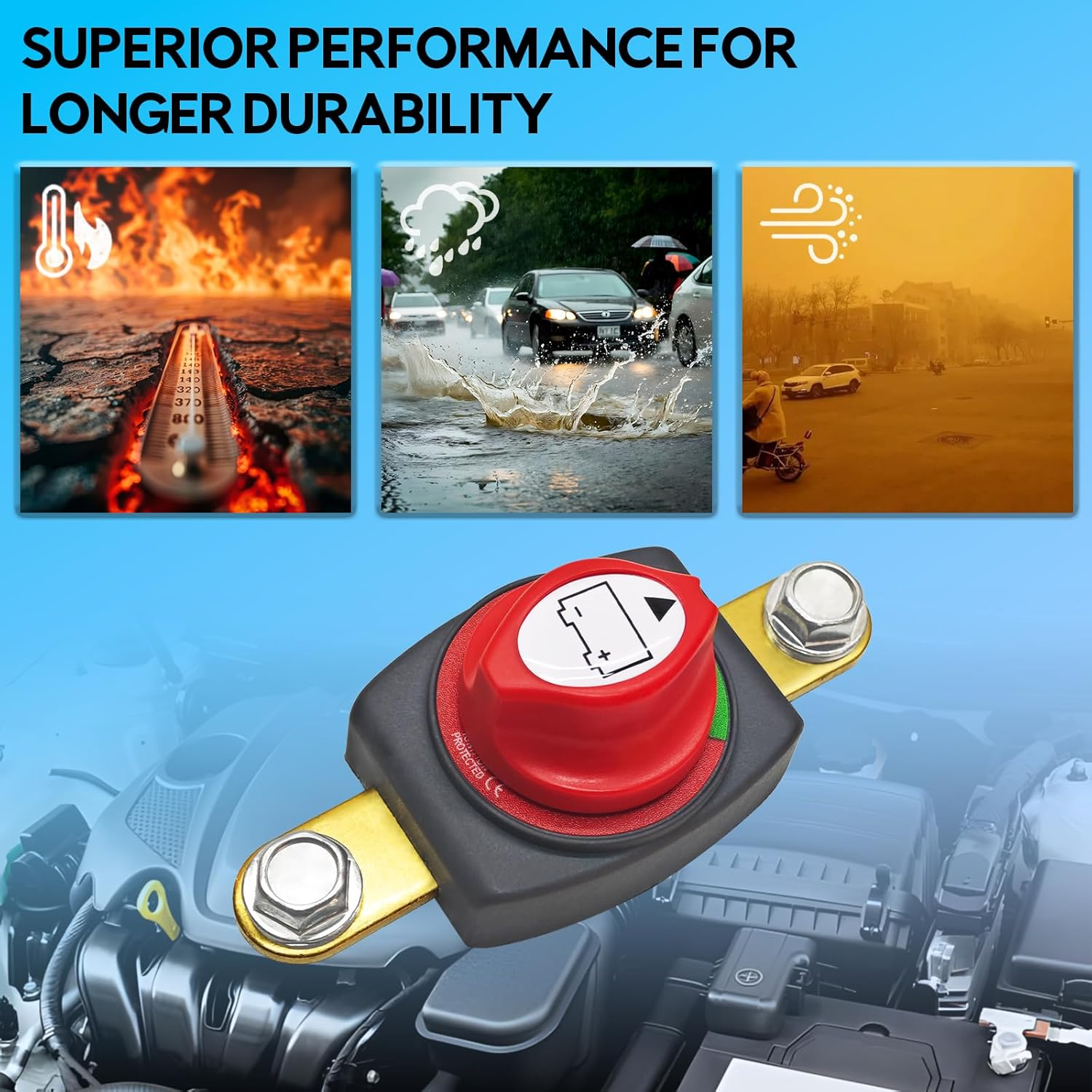 12V 48V-275A Power off Battery Disconnect Switch Side Power Cut off Isolator for Car, Boat, Marine, Trailer, Truck, ATV, High Resistance Batteries