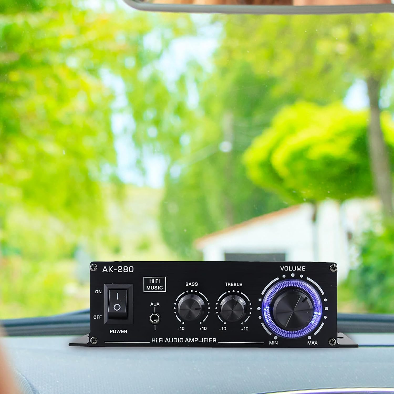 FOMIYES Mini Car Amplifier 12V Compact Audio Amp for Motorcycle and Home Use, Portable Computer Mini Power Amplifier for Speakers and Mp3 Audio Systems image number 2