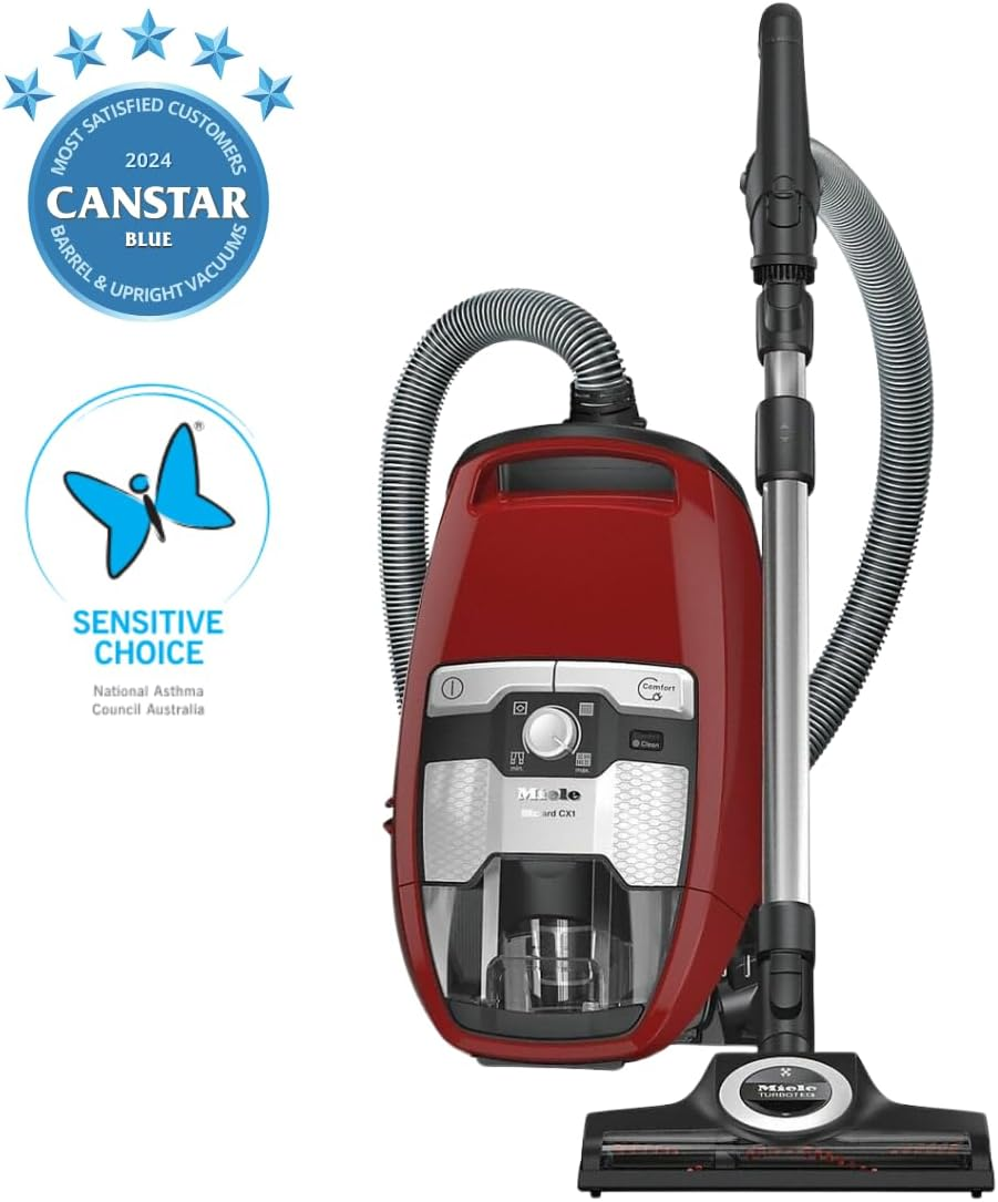 Miele Blizzard CX1 Cat & Dog Powerline Bagless Cylinder Vacuum Cleaner with HEPA Filter, 1100W Suction Power, Includes Universal Floorhead and Turbo Brush, Autumn Red image number 3