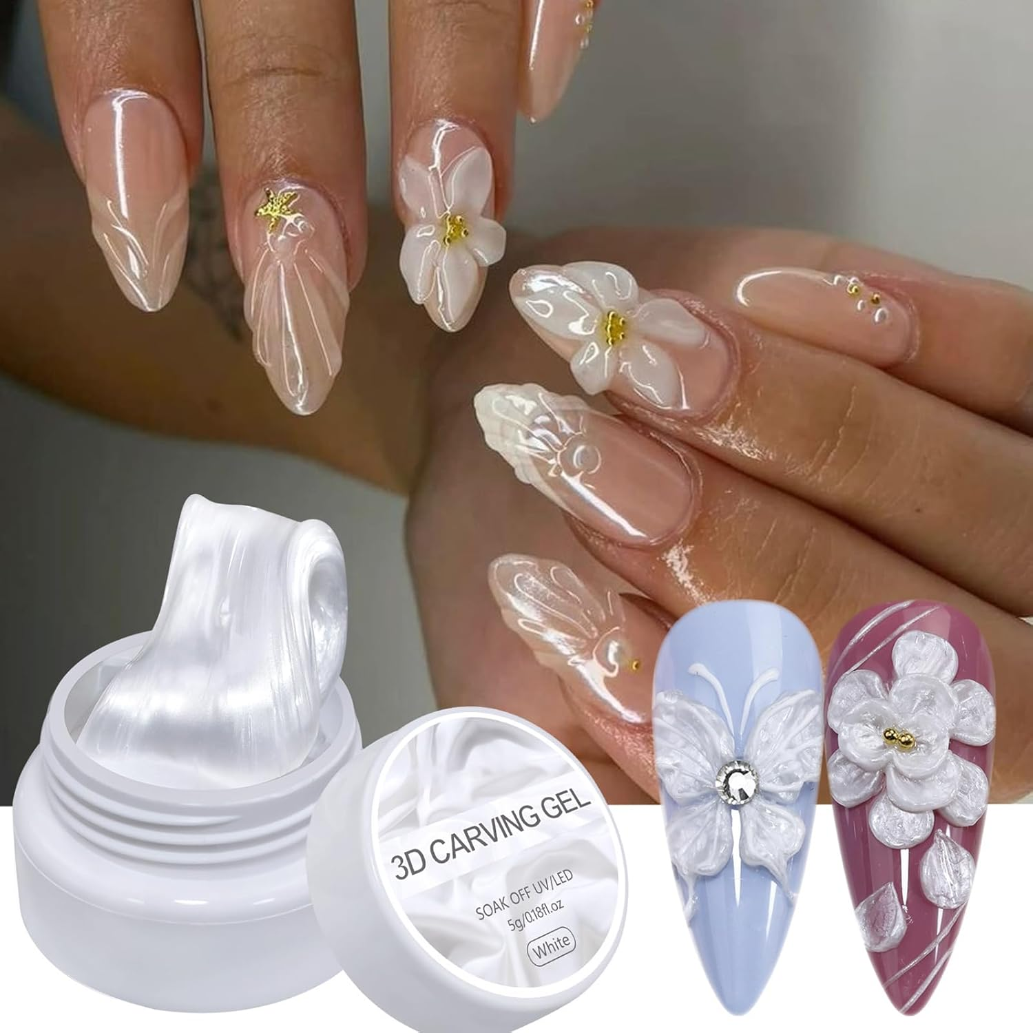 Rrlihjgu Solid Building Gel - 5G Pearl 3D Sculpting Gel for Nail,Extension Carving Beauty Care Soft Manicure Art for Daily Salon Home image number 2