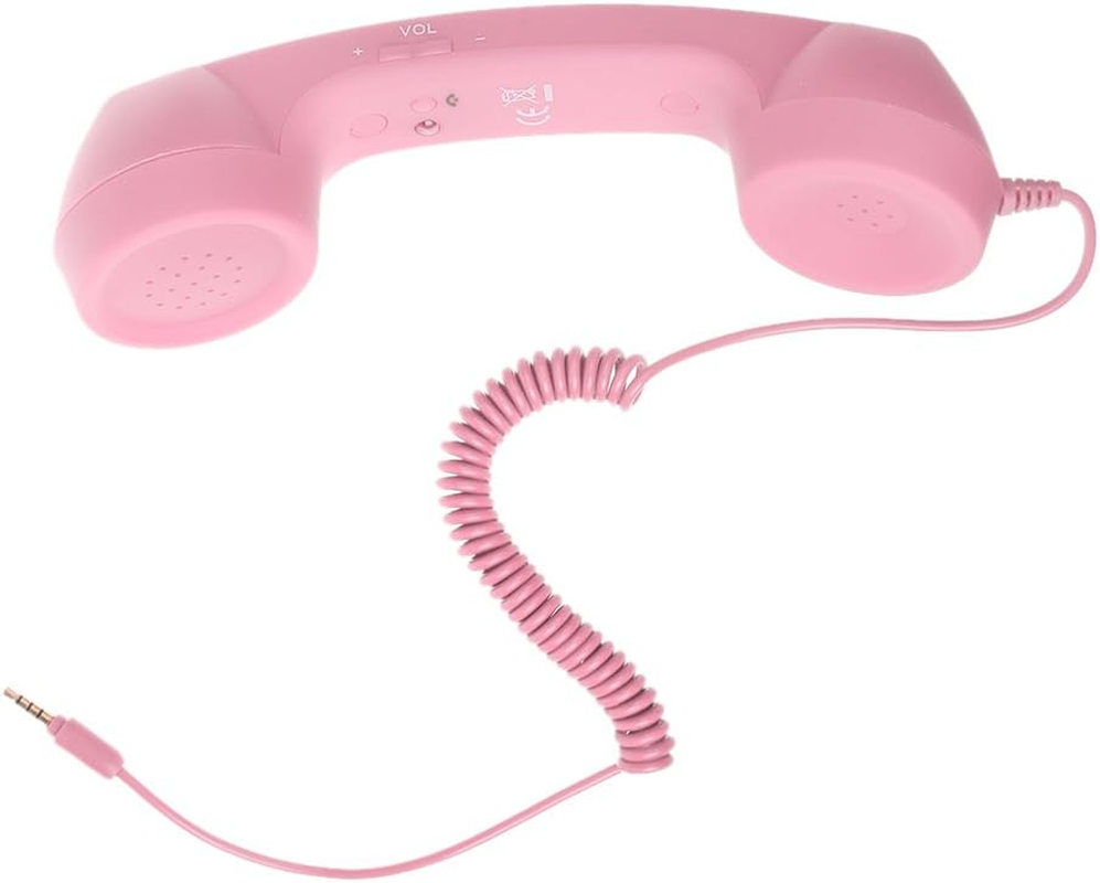 Baosity 3.5Mm Retro Radiation Proof Mic Phone Handset Telephone for Iphone Android - Pink