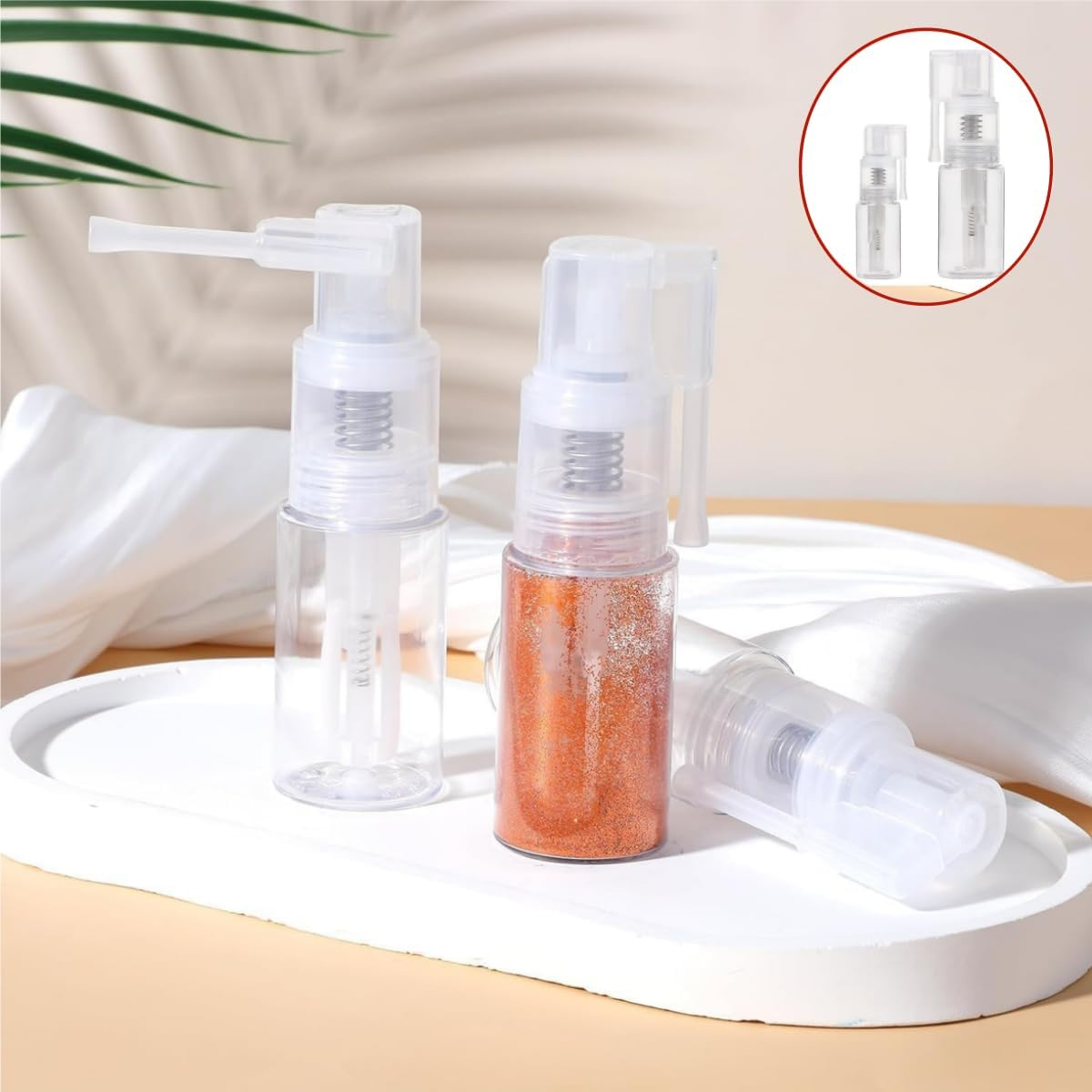 2 Pcs Glitter Duster Sprayer Transparent Powder Spray Bottles, Glitter Spray Bottle,14Ml and 35Ml Duster Spray Pump for Hair Salon, Cakes, Flower, Scrapbooking, Cardmaking image number 3