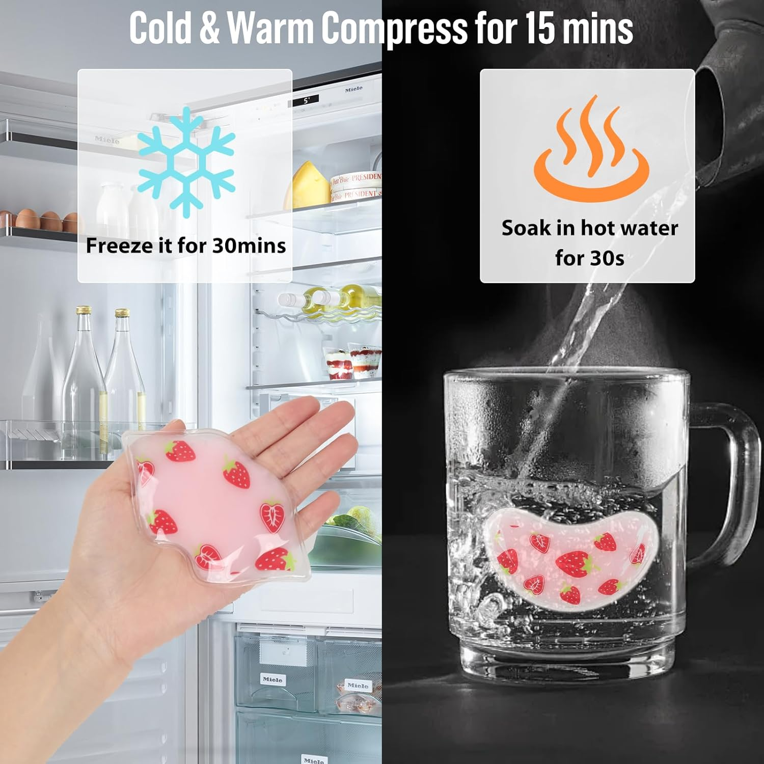 Beevines Small Gel Eye Ice Pack, 5 Pcs Cooling Ice Packs Reusable for Puffy Eyes, Warm & Cold Kids Pack for Boo Boos, Small Gel Patch for Puffiness, Allergies, Sinuses & Migraines image number 3