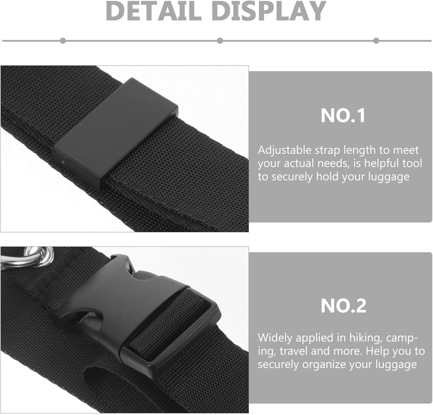 CATIEBYE 4Pcs Adjustable Luggage Straps for Suitcases High-Strength Elastic Travel Belts Buckle Secure Straps for Garment Bag Backpack image number 1