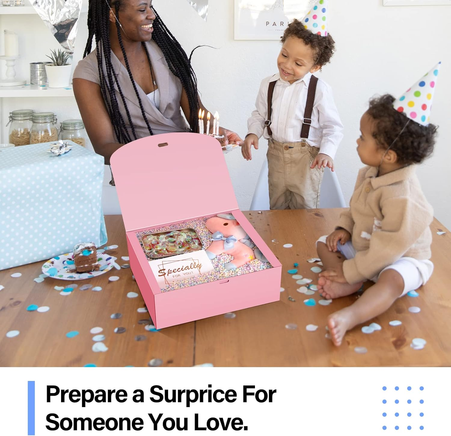 PEKGRIL 15 Pcs Gift Boxes with Lids, Pink 10X8X4 Inch Gift Boxes, Bridesmaid Proposal Box with Ribbon, Kraft Paper Boxes for Wedding, Packaging, Present, Birthday, Christmas, Party image number 3