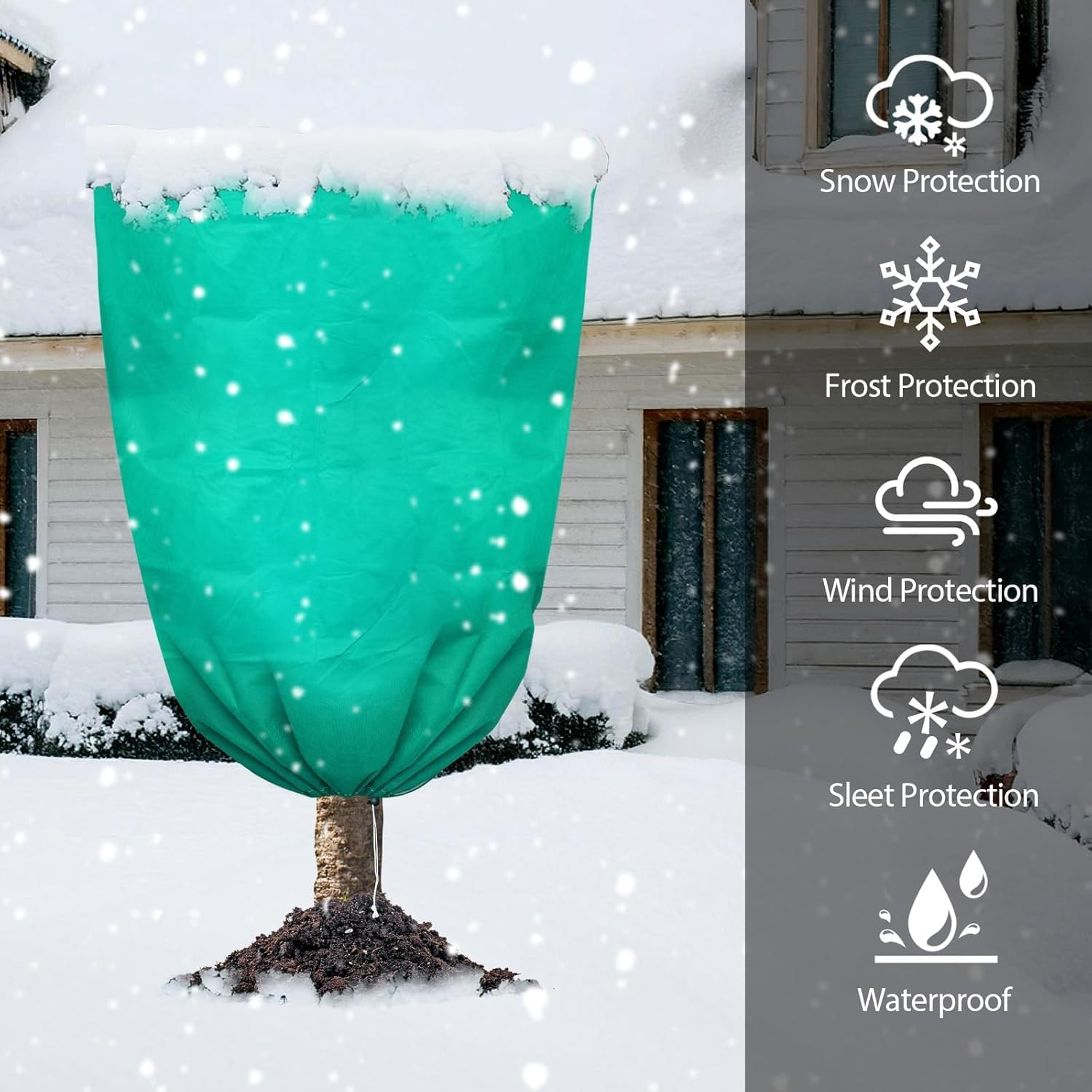 Plant Covers Freeze Protection, 2 Packs 120CM W X 180CM H Large Frost Cloth Blankets with Zipper Drawstring, Reusable Frost Tree Covers Shrub Jackets for Winter Outdoor Plants Potted Fruit Tree image number 2