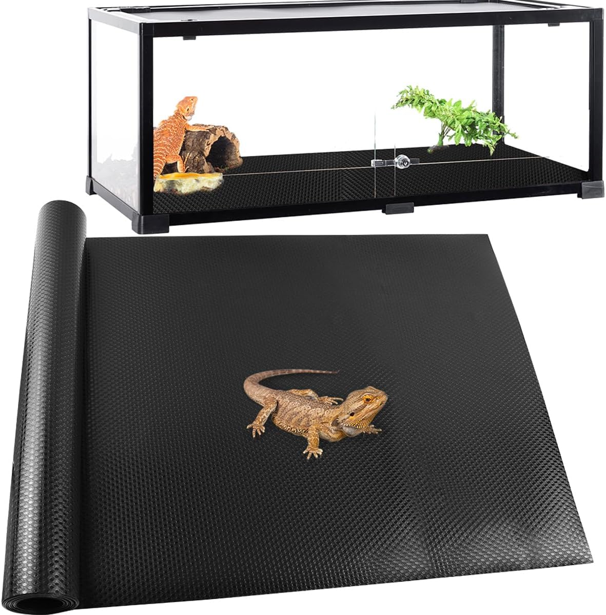TCYPUHL Reptile Carpet, Reptile Mat, Bearded Dragon, Leopard Gecko Substrate,Bearded Dragon Tank Flooring Grey