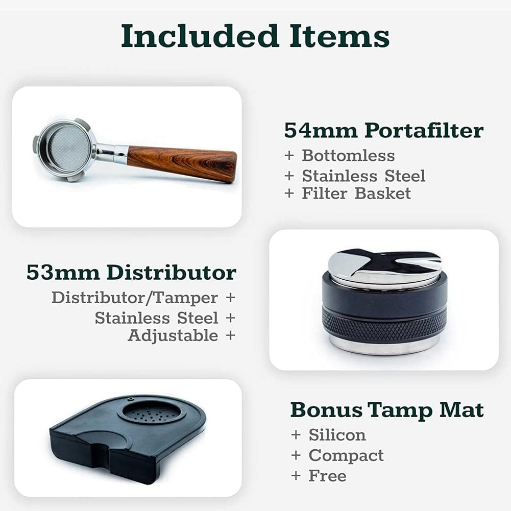 Hcskoss Coffee 54Mm Bottomless Portafilter 53Mm Coffee Distributor & Tamper Coffee Portafilter Coffee Tamper for the Express image number 1