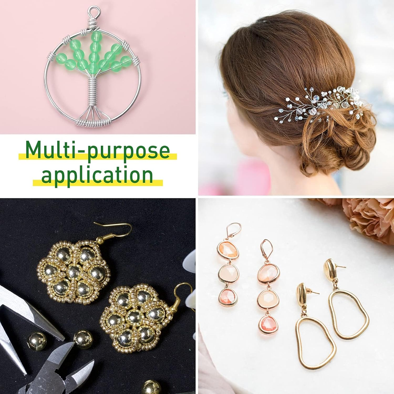 3 Rolls 18/20/22 Gauge Craft Jewelry Wire Aluminum Wire with Ring Sizer Pliers for Jewelry Making (Silver) image number 3