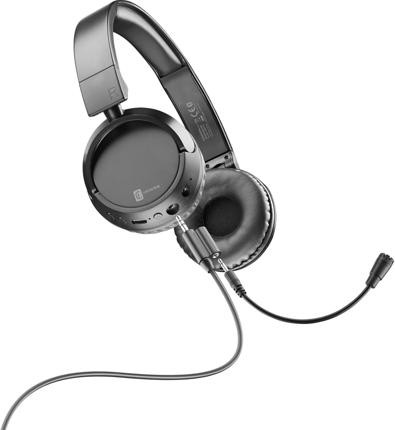 Cellularline | Home & Office - Task | Bluetooth Headphones and Cable with Detachable Microphone - Volume Limit to 85Db - Playtime: up to 18 Hours of Music - Talk Time: 18 Hours