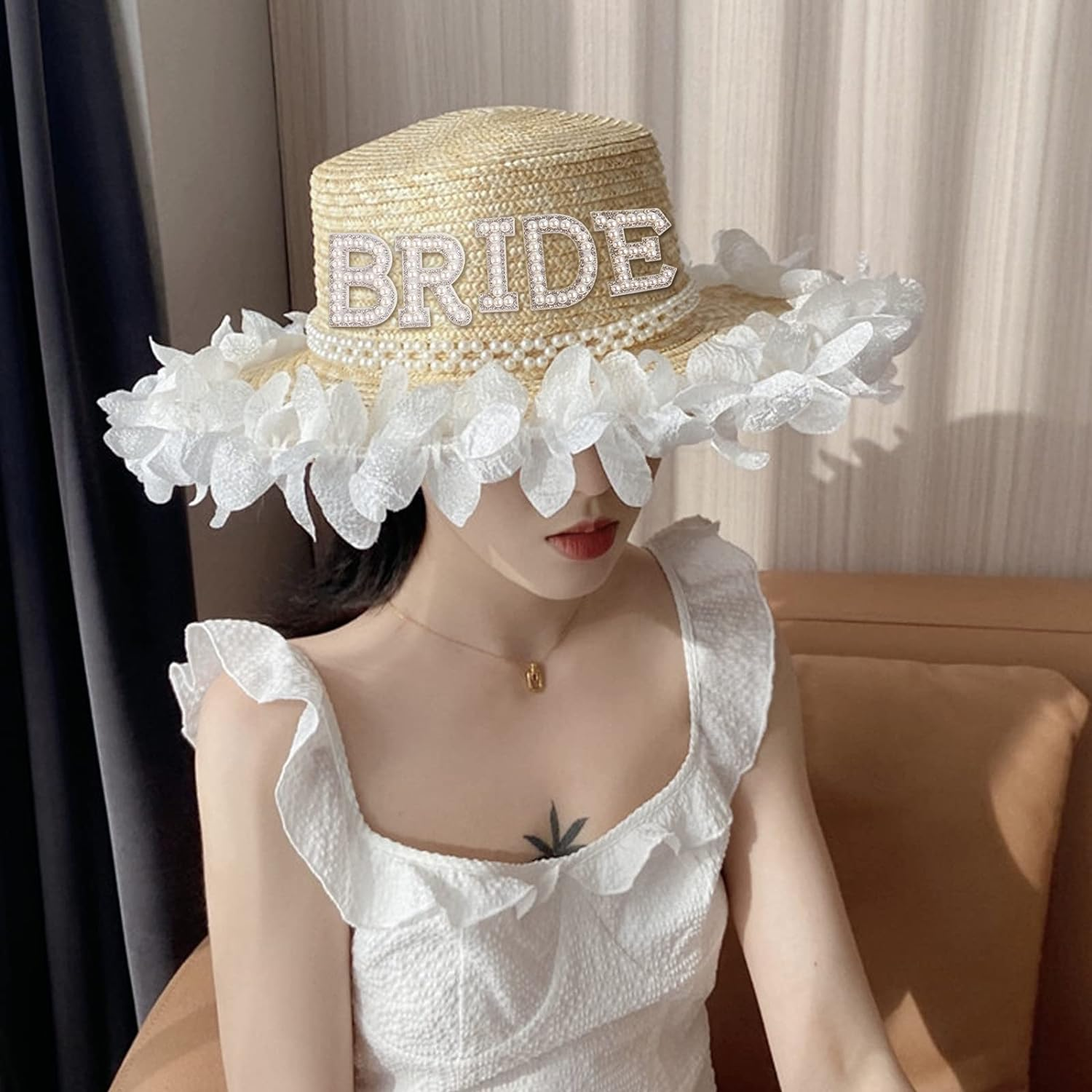 KINBOM 15 Pieces Letter Patches Pearls, Appliques Bridal Pearls Rhinestones Shiny Adhesive Letter Patches for Clothes Hats Shoes DIY Craft Supplies image number 2