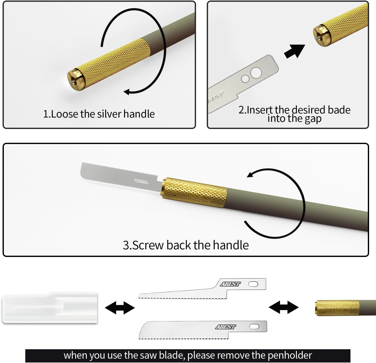 HUBEST Mini Hand Saw Model Craft Tools with 12 Pieces Blades Modelling Knife Hobby DIY Saw Hacksaw Tool Kit for Hand Cutting Tree Limbs and Branches image number 1