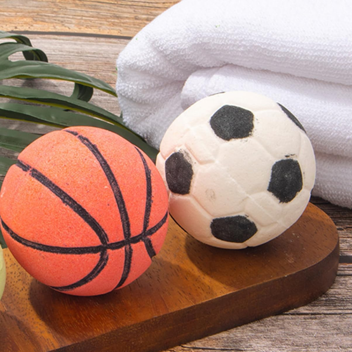 KOMBIUDA 2Pcs Football Shape Bath Salt Bombs Aroma Bathing Bombs Rich Foaming Bathing Salt image number 2