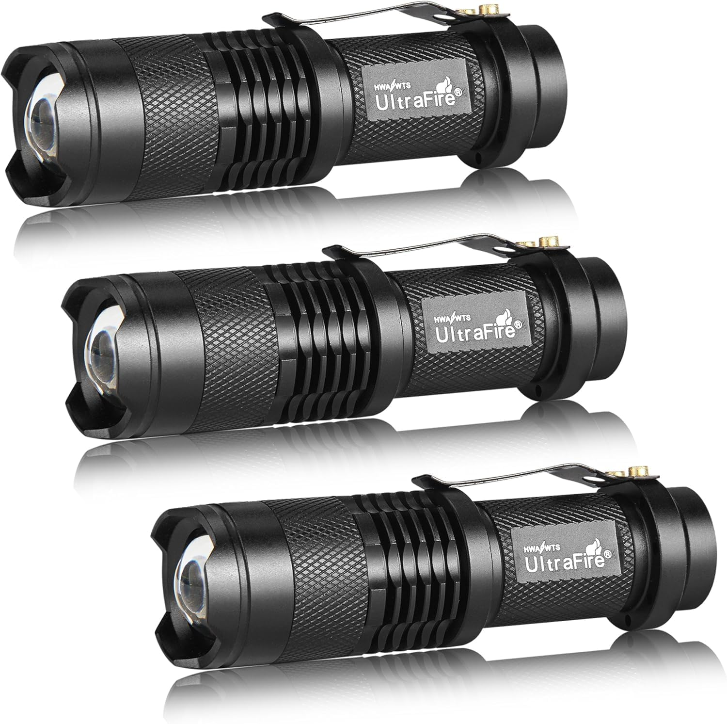 ULTRAFIRE 3 Pack Mini LED Torch Single Mode Zoomable Small Flashlight, 300 Lumens Bright Pocket Torch SK68 image number 4