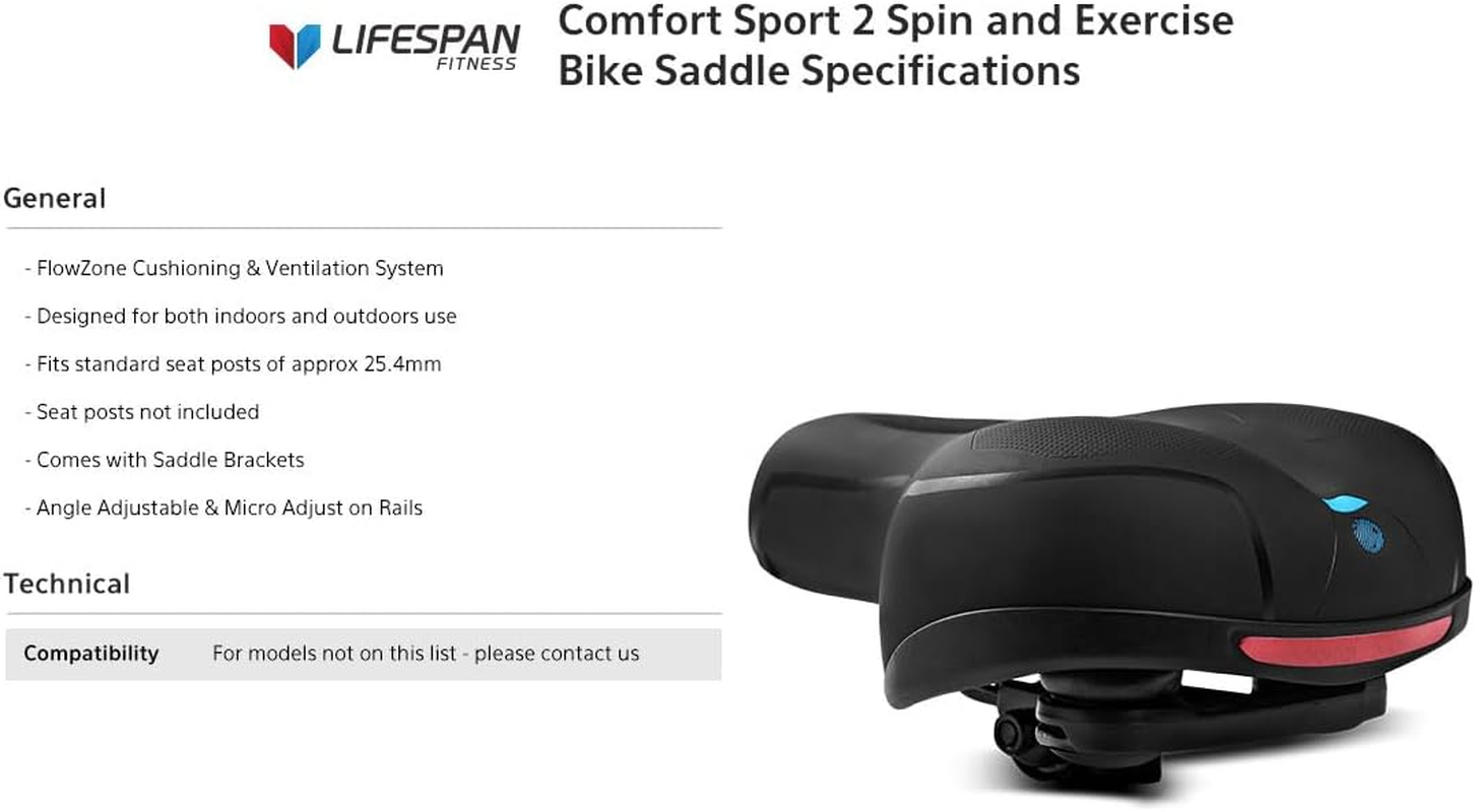 Lifespan Fitness Comfort Sport Spin and Exercise Bike Saddle image number 5