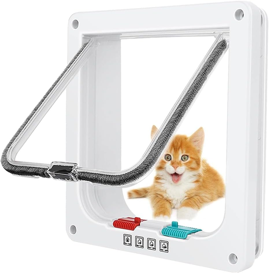 Cat Door, Cat Door for Window, Cat Flap Door, Cat Flap Large Cats, Pet Door with 4-Way Lock, Cat Flap Door, for Indoor Outdoor Door, Window, Wall (Large, 25 X 23.5 Cm) image number 2