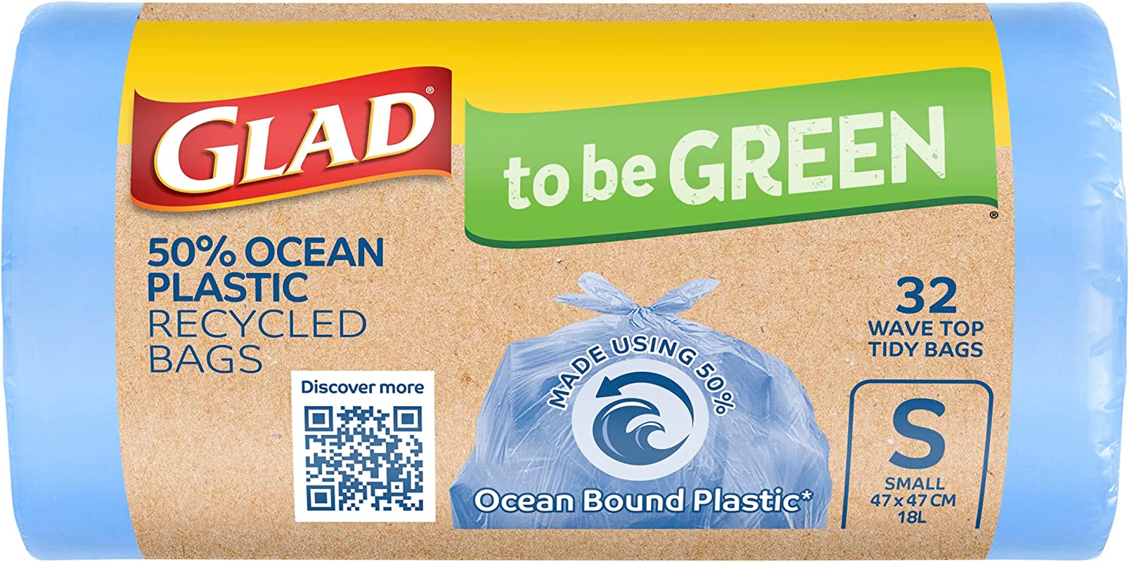 Glad to Be Green Ocean Recycled Bin Liner Bag, Small 18L (Pack of 32) image number 1