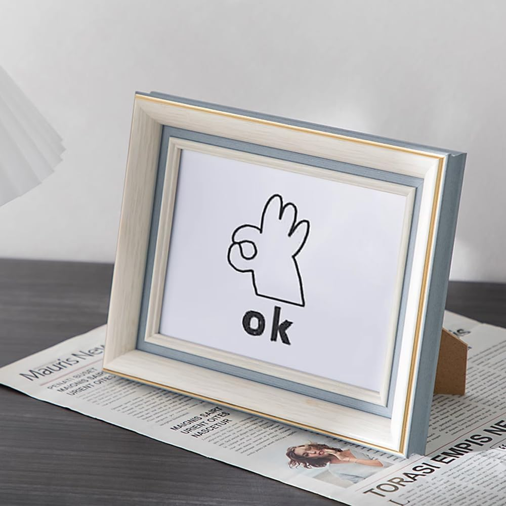 2 Pack Photo Frames 6 X 8 Picture Frame,Wall Hange and Table Decor for Home,Office,Gallery（Blue White） image number 5