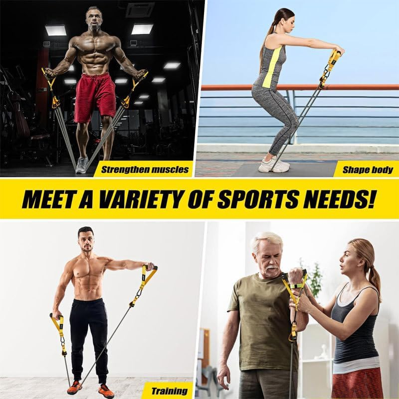 Resistance Bands, 300Lbs Heavy Exercise Bands with Handles, Workout Bands Set for Working Out Men, Fitness Weight Bands for Strength Training, Stretching, Slim, Physiotherapy image number 5