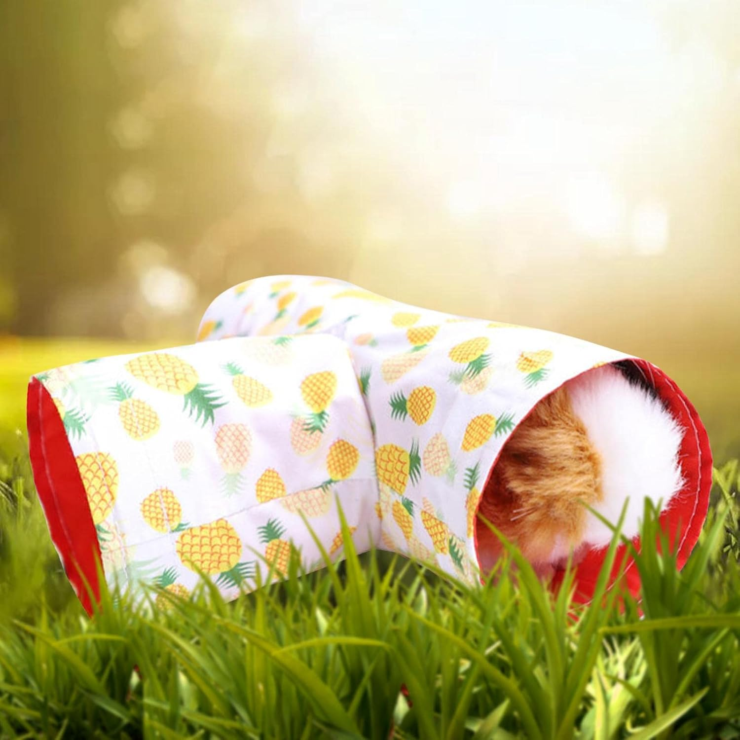 Prettyia Small Pet Animals Tunnel Tube Toy for Hamster/Gerbil Rat/Guinea Pig/Chinchilla/Squirrel, Yellow Pineapple image number 5