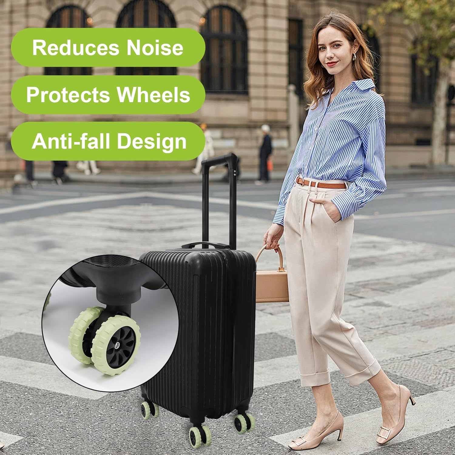 Luggage Wheel Protectors Covers 8 Pieces Suitcase Wheel Protectors Luggage Compartment Protection Silicone Cover for Wear-Resistant, Anti-Noise, Essential Travel Accessories Grey