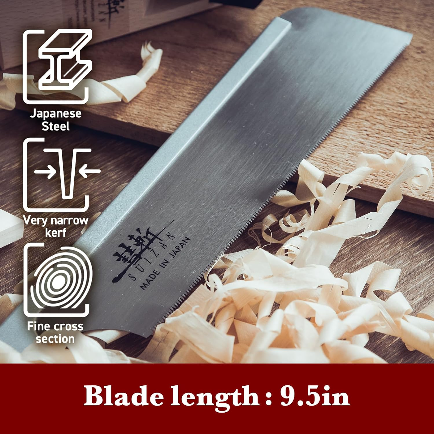 SUIZAN Dozuki Dovetail Saw 240Mm Rip Cross Angle Cut - Professional Japanese Pullsaw Handsaw Woodworking Tools image number 6