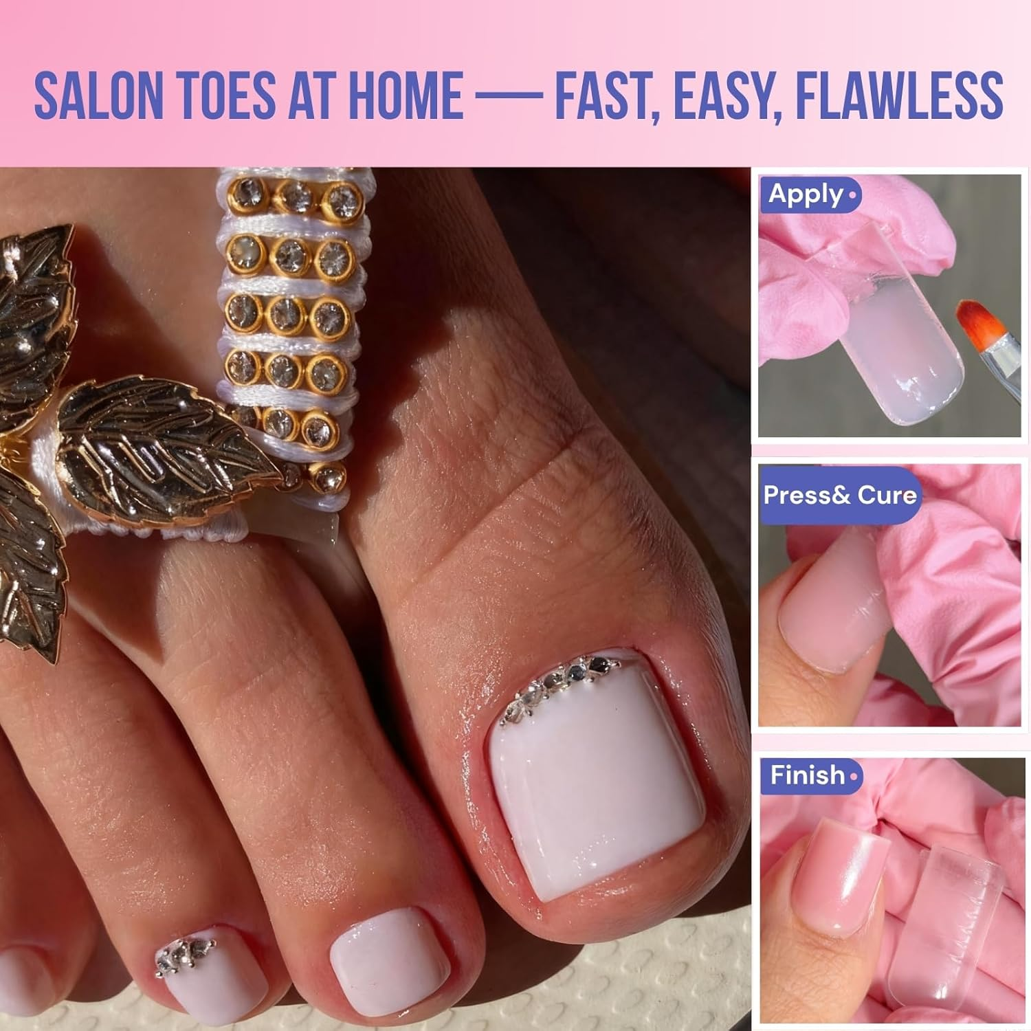 Wide Pre-Etched Square Toe Dual Forms for Polygel,Sinokame Poly Gel Toenail Forms Molds Extension Reusable,No File Needed,16 Sizes (000-13) with French Guidelines for Salon Home Diy,160Pcs image number 5