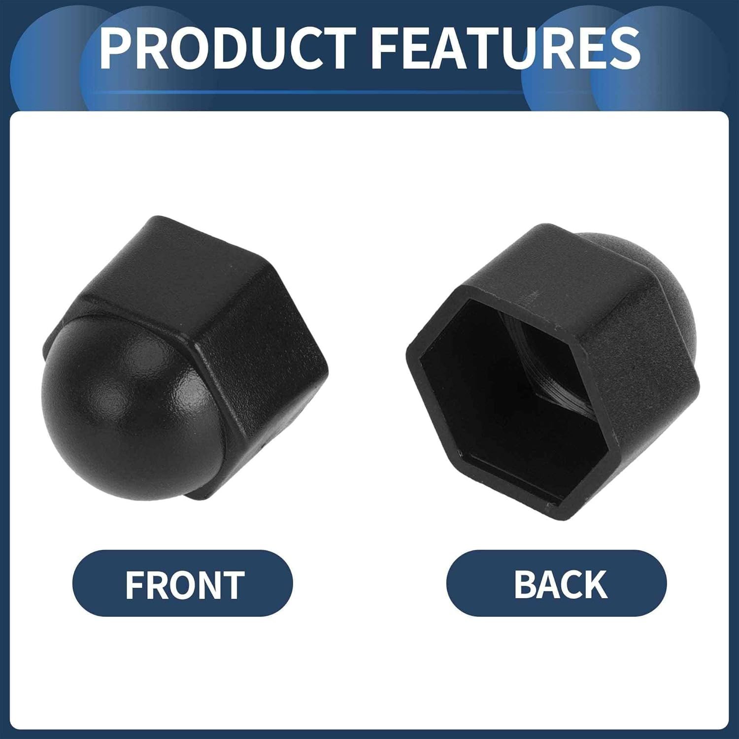 INFINAUTO Wheel Nut Bolt Outer 21 Mm Rims Tyre Nut Screws Dust Cap Cover Nut Protection Plastic Black image number 4