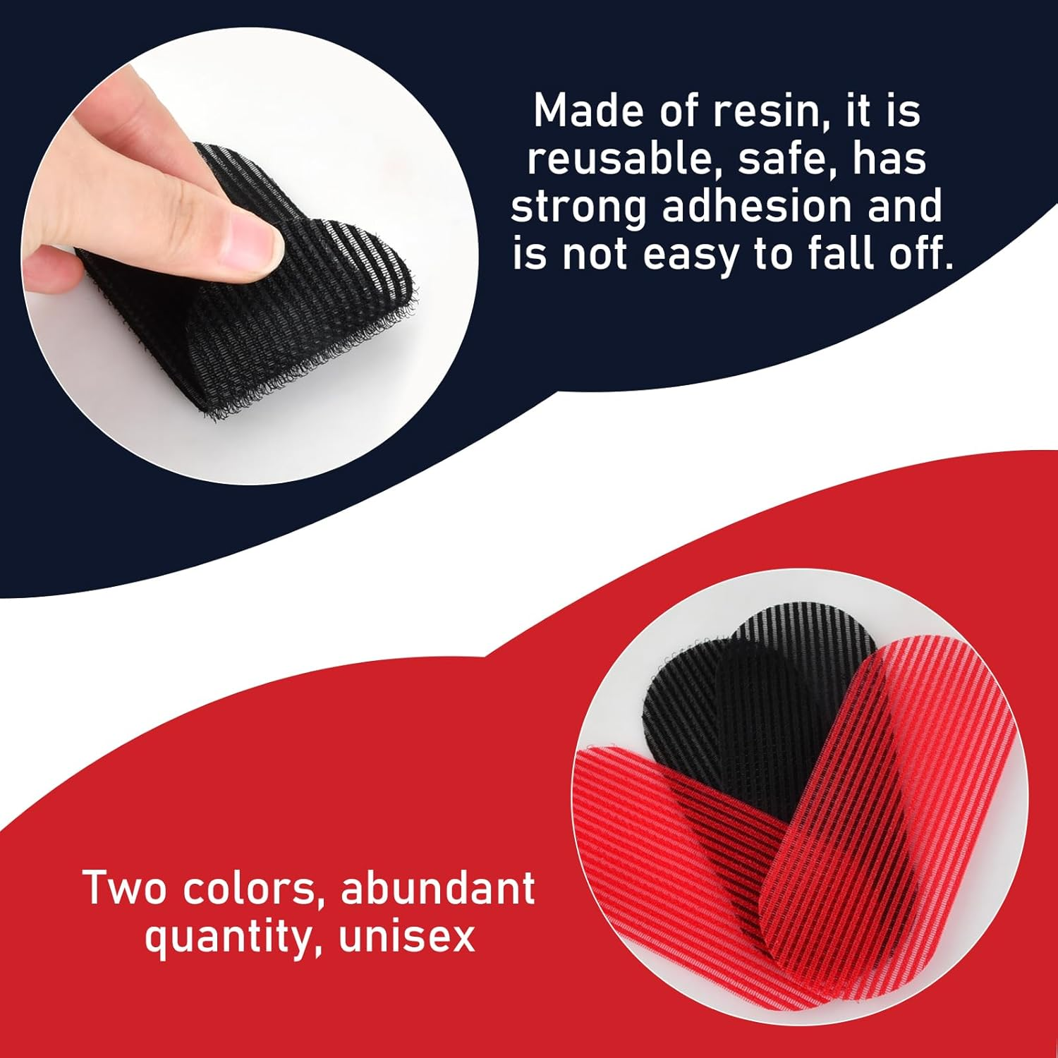 Pack of 12 Hair Holders for Men and Women, Magic Hair Stickers, Self-Adhesive, Hairdressing Accessories for Pony & Facial Hair, Hair Fringe Sticker Pads for Make-Up & Washing (Black, Red) image number 3