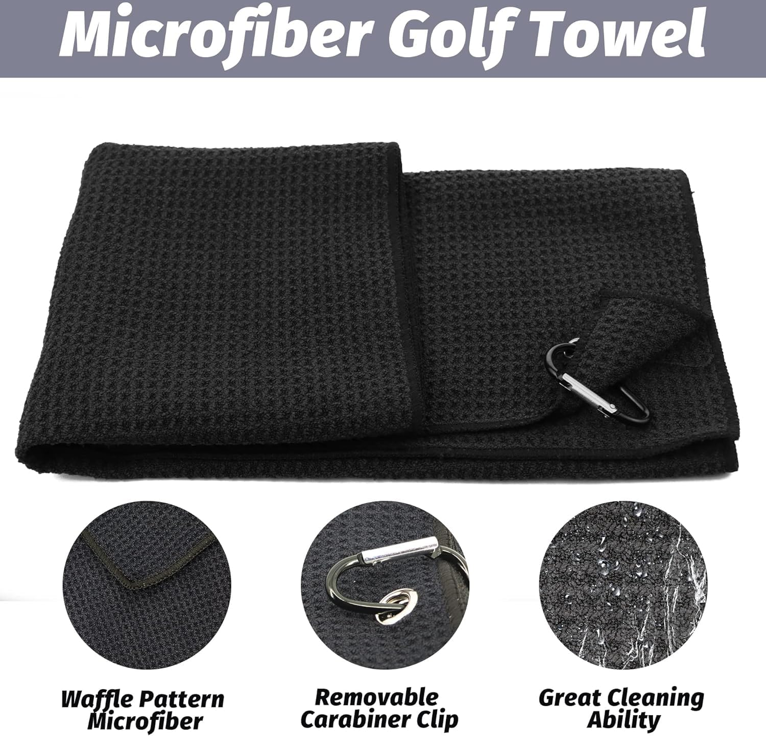 Golf Accessories Kit, Golf Club Cleaning Kit - Microfiber Waffle Pattern Golf Towel with Clip, Golf Club Brush Groove Cleaner & Clip, Golf Divot Tool with Marker - Golf Accessories image number 4