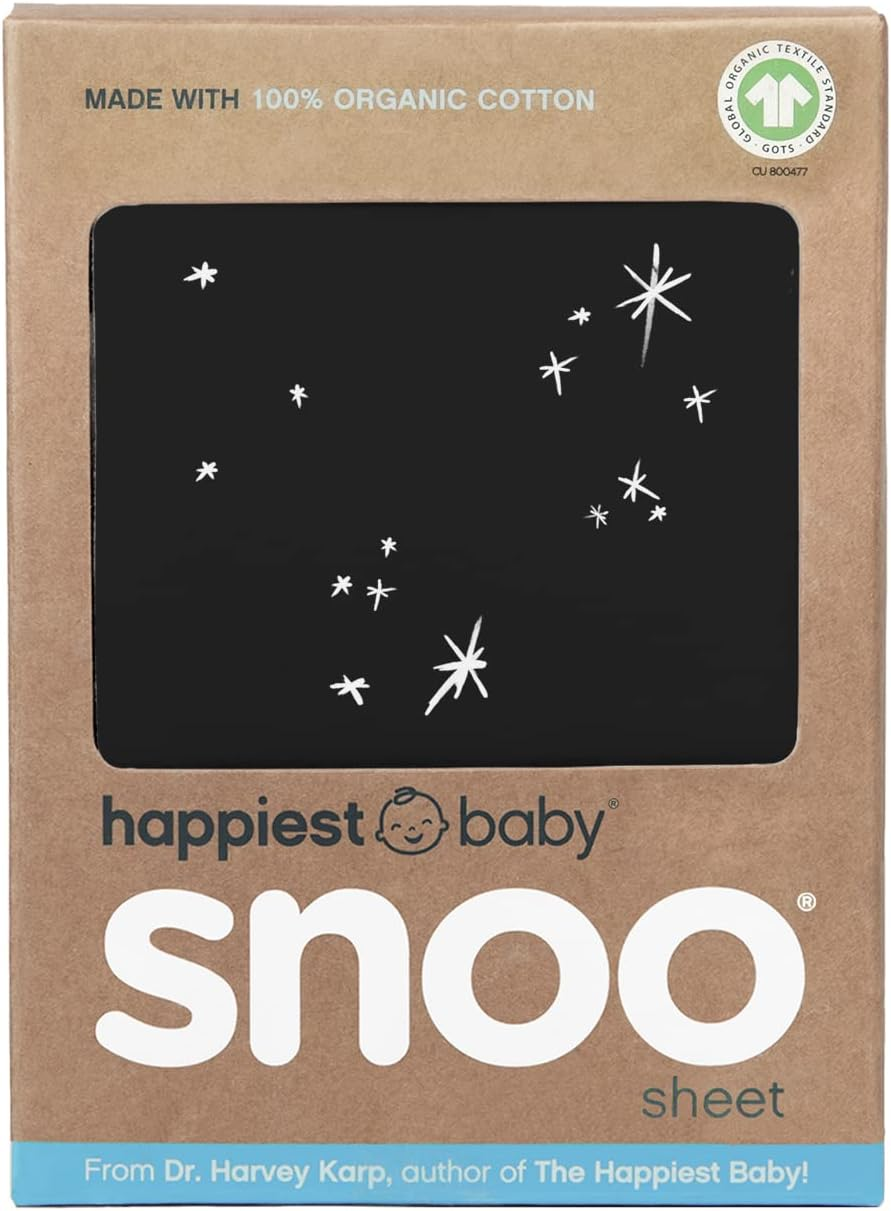 Happiest Baby SNOO Bassinet Fitted Sheet - 100% Organic Cotton Nursery Bedding - Fits SNOO Sleeper Crib Mattress (Teal Galaxy)