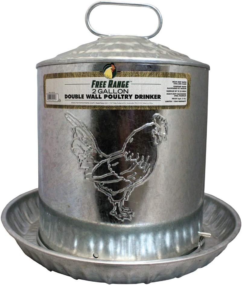 Harris Farms Chicken Waterer - Galvanized Steel - Double Wall Poultry Drinker - 2 Gallon image number 3