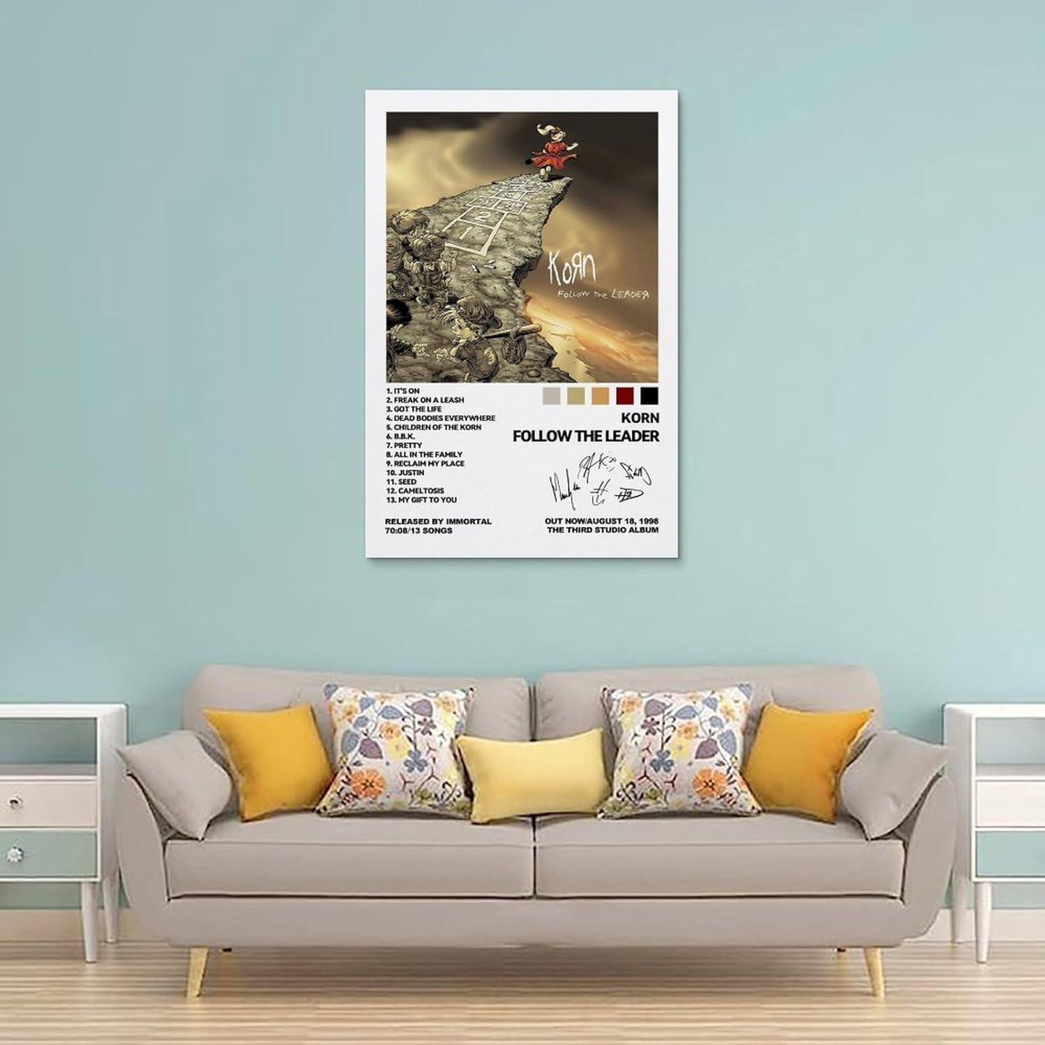 Korn Poster Rock Band Music Album Comcis Retro Vintage Cover Poster Canvas Painting Wall Art Picture Home Decor Print for Bedroom Living Room Dorm Study Bar Office 16X24Inch(40X60Cm)