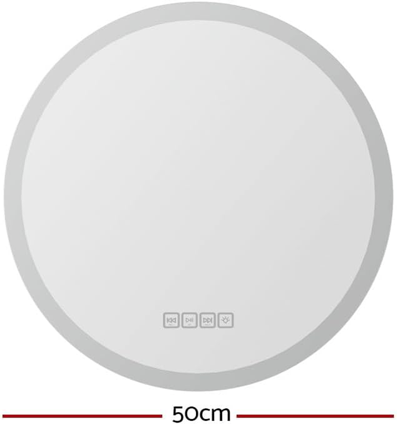 Embellir LED Wall Mirror, 50Cm Glass Frame Vanity Makeup Shower Bathroom Make up Mirrors with Light Wall-Mounted Decorative Hanging Room Decor for Home Bedroom Hallway, Round image number 3