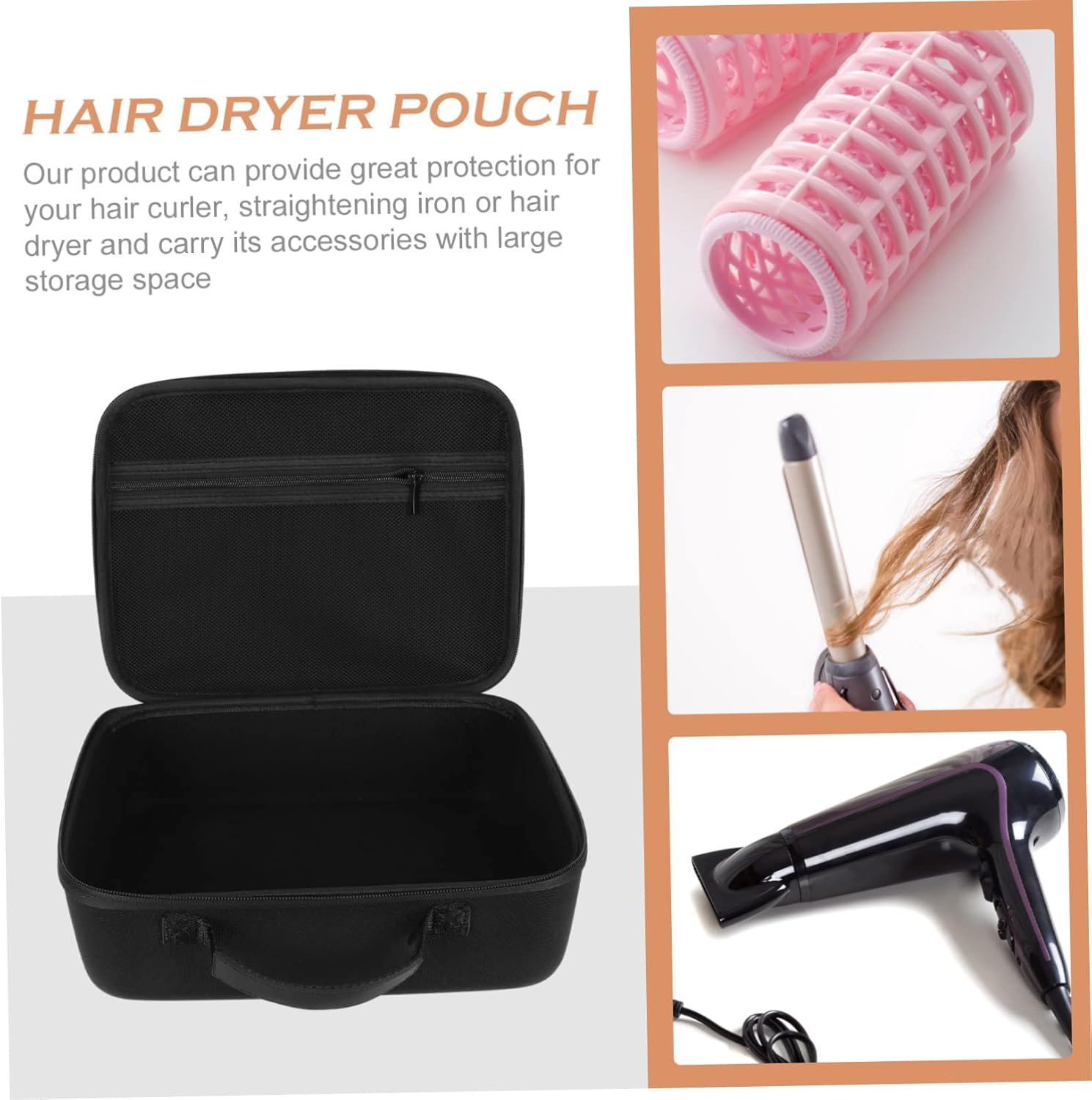 ELAYARD Portable Hair Dryer Storage Bag Travel Case Organizer for Hair Lining Case image number 4