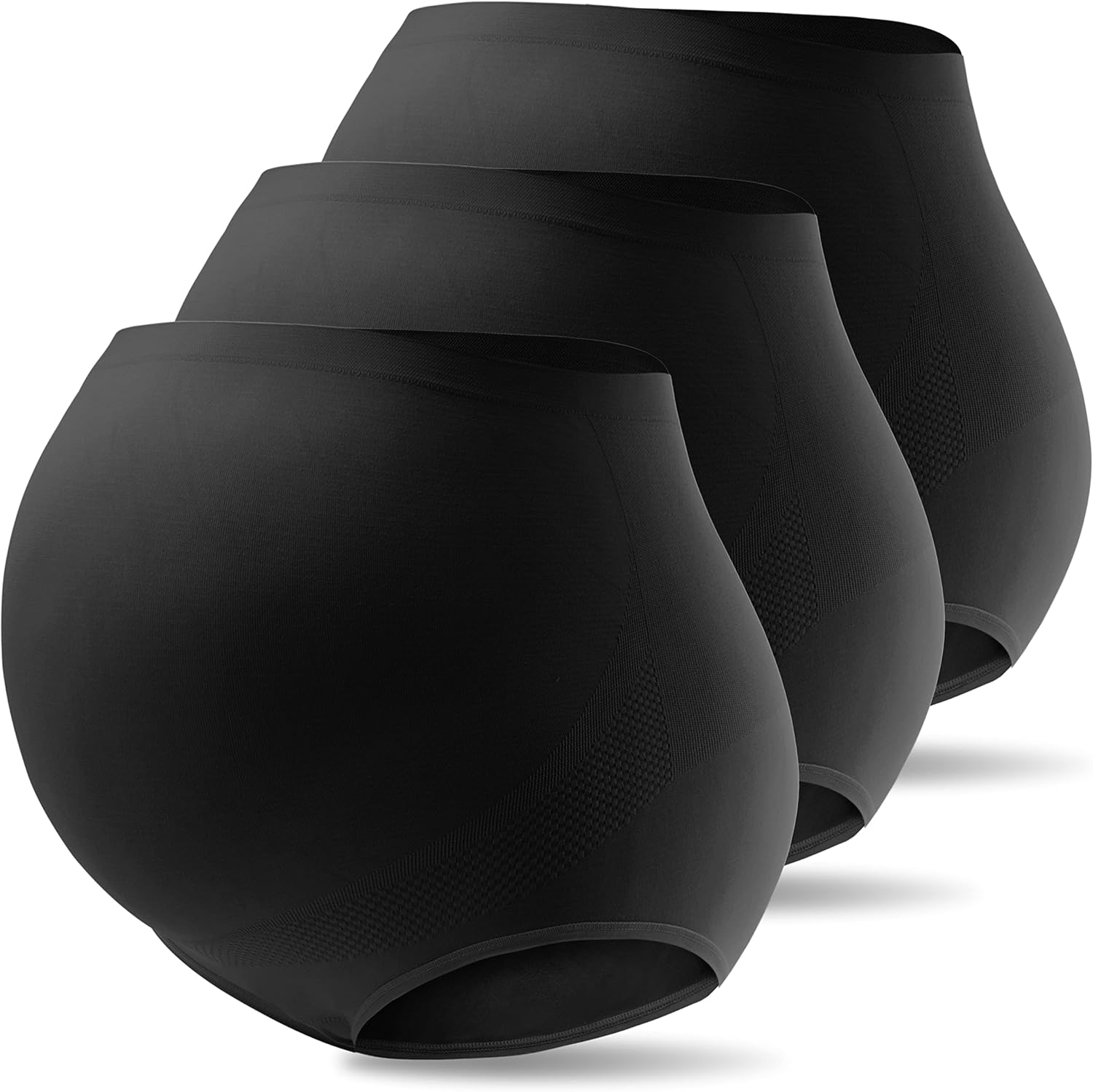 Mama plus Women'S over Bump Maternity Underwear High Waist Seamless Pregnancy Briefs Nylon Panties Multi-Pack image number 2