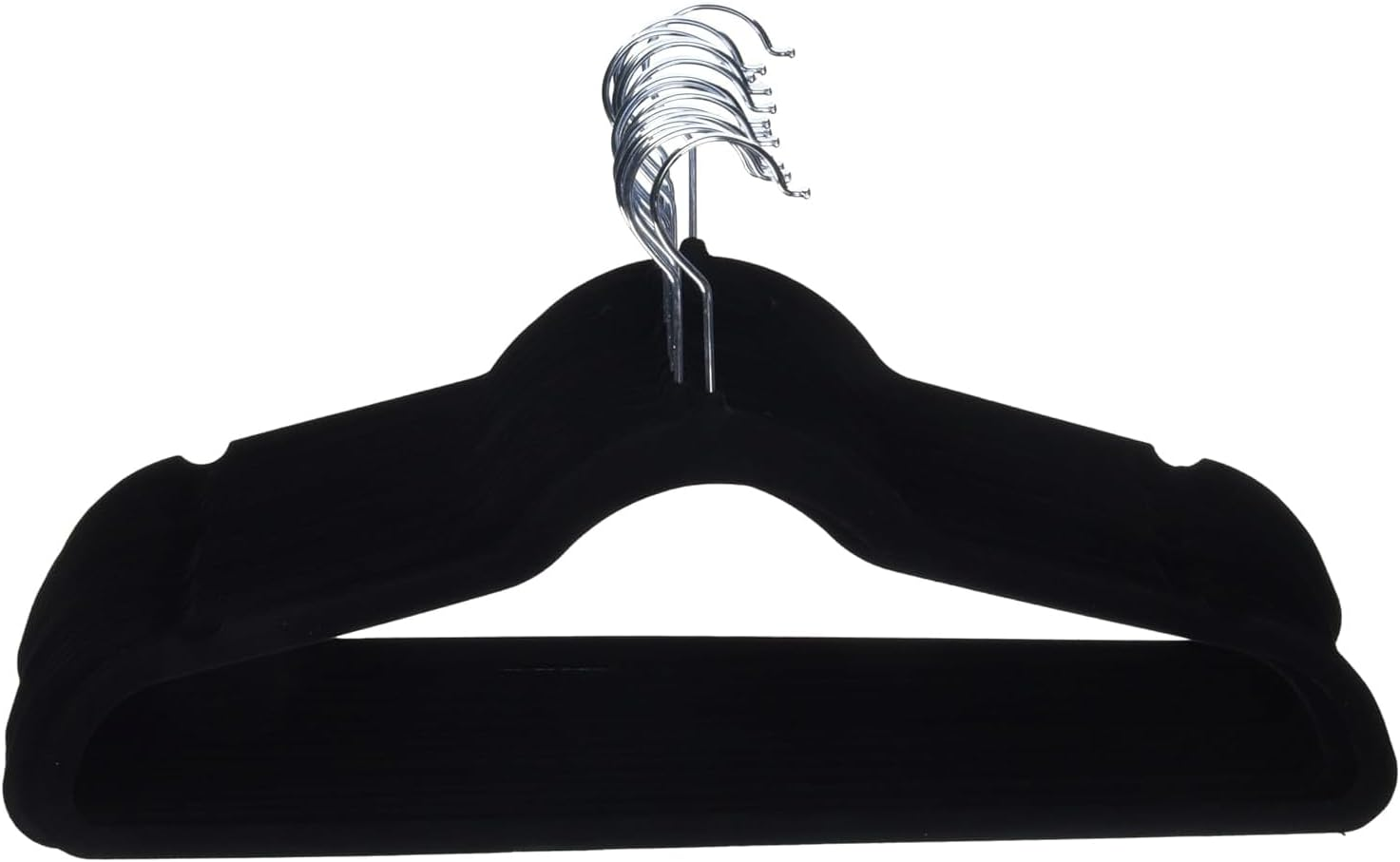 Amazon Basics Slim, Velvet, Non-Slip Suit Clothes Hangers, Black/Silver - Pack of 30 image number 4