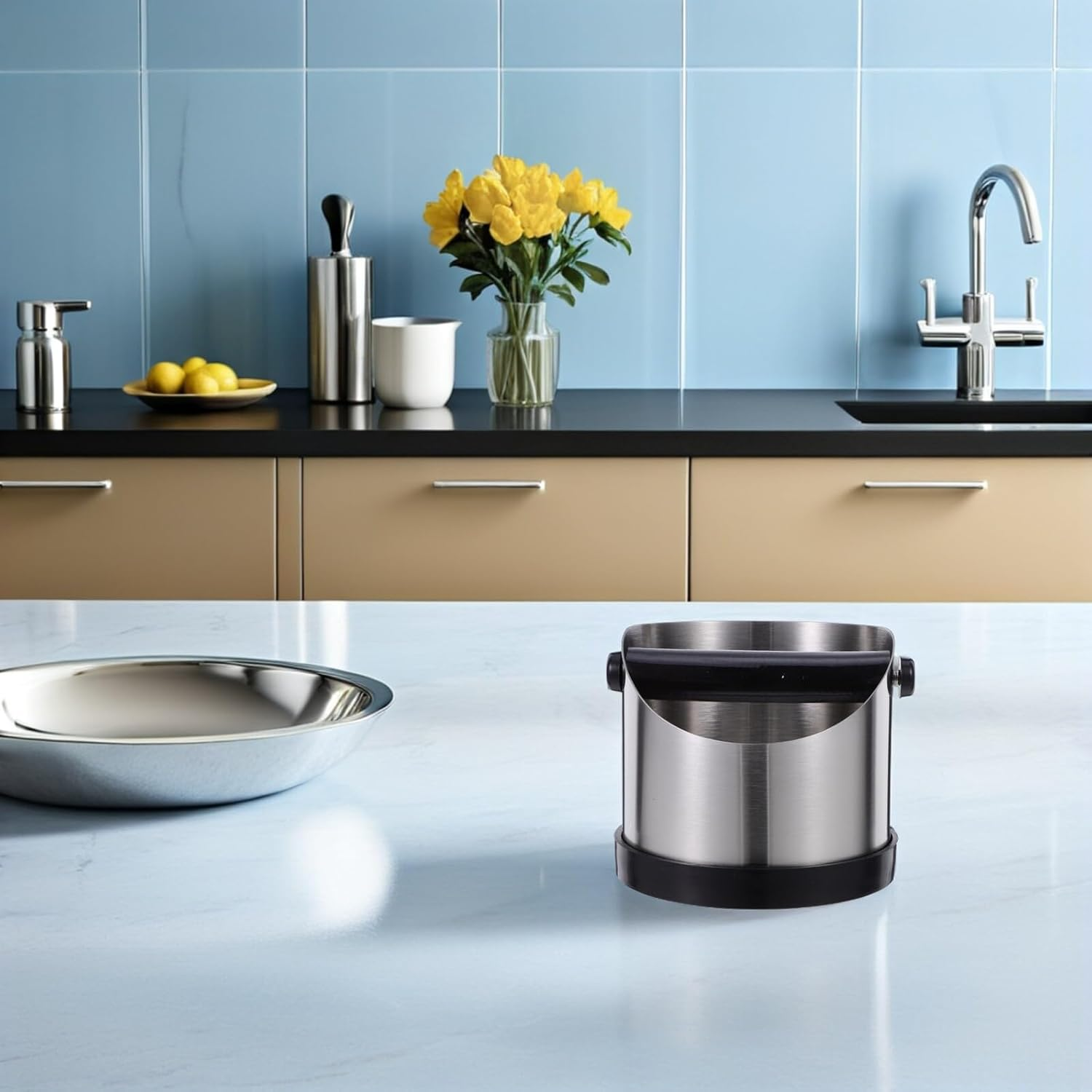 ZUNOXAZ Espresso Knock Bin Stainless Steel Coffee Grounds Container 580Ml Handle Coffee Knock Box for Home and Cafe Use image number 6