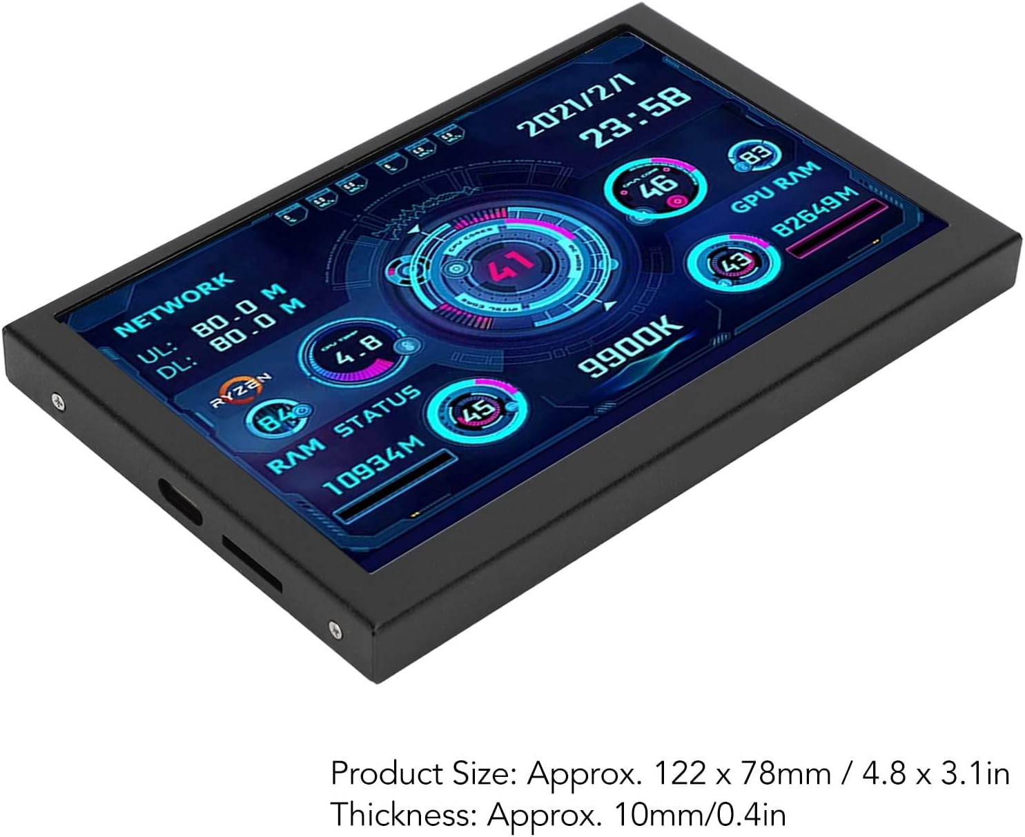 5In Computer Temp Monitor, 800X480 IPS PC Temperature Display Mini HDMI USB Secondary Screen PC CPU GPU RAM Data Monitor image number 5