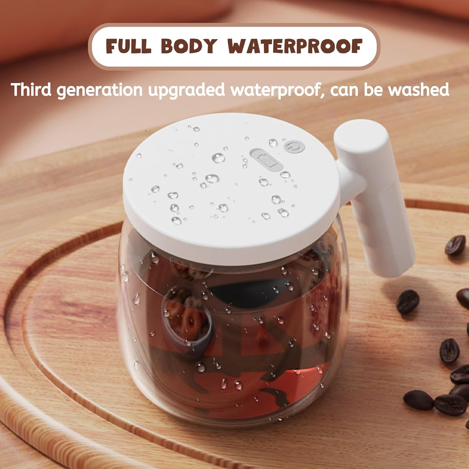 Electric High Speed Glass Self Stirring Coffee Mug with Lid, Rechargeable Automatic Mixing Cup Spinning Mug, Self Stir Mug with Detachable Stirring Rod for Home Office Travel (Rechargeable) (Khaki) image number 6