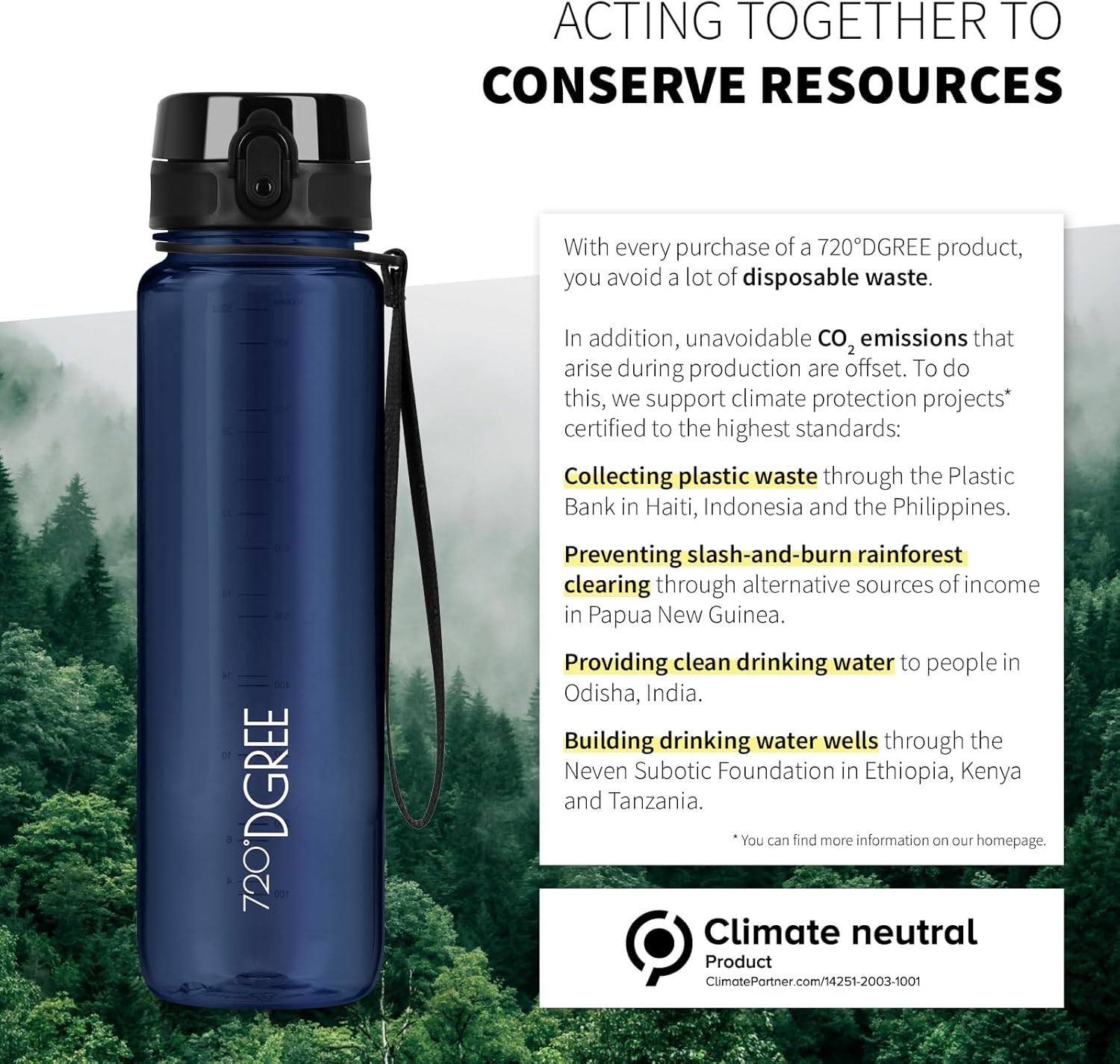 720&deg;DGREE Crystalclear 500 Ml "Uberbottle" + Fruit Sifter &ndash; Bpa-Free, Leak-Proof &ndash; Water Bottle Ideal for Children, School, Sport, Hiking, Camping, University, Travel image number 4